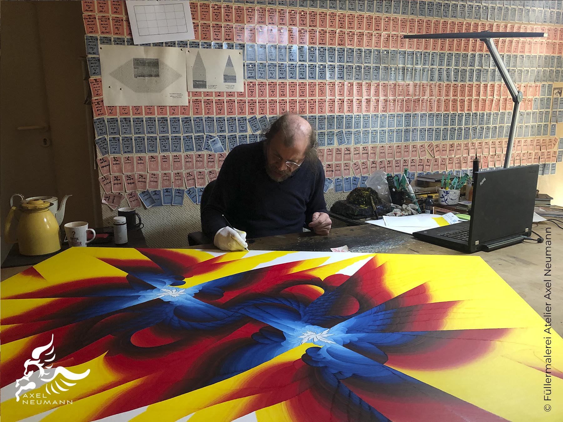 Füllermalerei Axel Neumann - Berlin - Malprozess im Atelier 2020