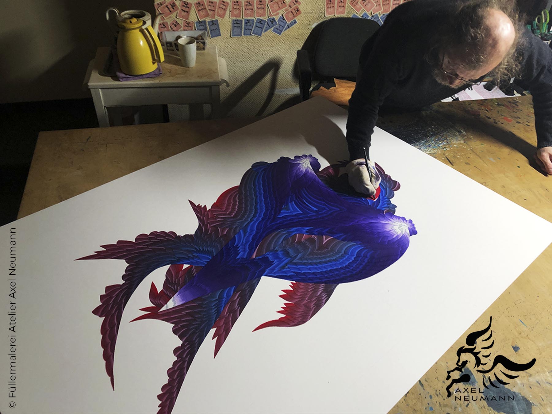 Füllermalerei Axel Neumann - Berlin - Malprozess Schwarze Symphonie 2023